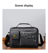 Fashion Mens Shoulder Portable PU Leather Handbag Business Travel Crossbody Bag