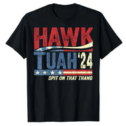 Hawk Tuah 24 Spit on That Thang T-Shirt US American Flag Print Tee Short Sleeve