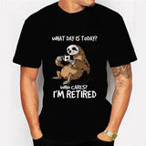 "Sloth Who Cares I'm Retired" Men's Graphic Tee Shirt