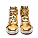 MAGA Inspired Sneakers Never Surrender Pro Distressed High Top Gold Shoes