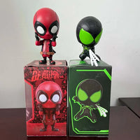 Green Spider-Man Figure Super Hero Deadpool Gesturing Action Figures Bobble Head