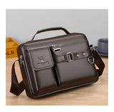 Fashion Mens Shoulder Portable PU Leather Handbag Business Travel Crossbody Bag