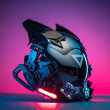 Cyberpunk Helmet Cosplay Man Tech Mask With Led Light Robot Shinobi Mask Helmet