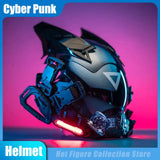 Cyberpunk Helmet Cosplay Man Tech Mask With Led Light Robot Shinobi Mask Helmet