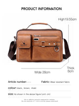 Fashion Mens Shoulder Portable PU Leather Handbag Business Travel Crossbody Bag