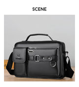 Fashion Mens Shoulder Portable PU Leather Handbag Business Travel Crossbody Bag