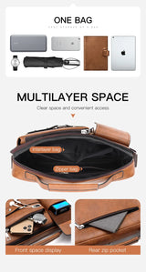 Fashion Mens Shoulder Portable PU Leather Handbag Business Travel Crossbody Bag