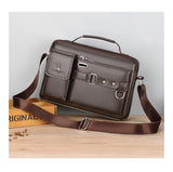 Fashion Mens Shoulder Portable PU Leather Handbag Business Travel Crossbody Bag